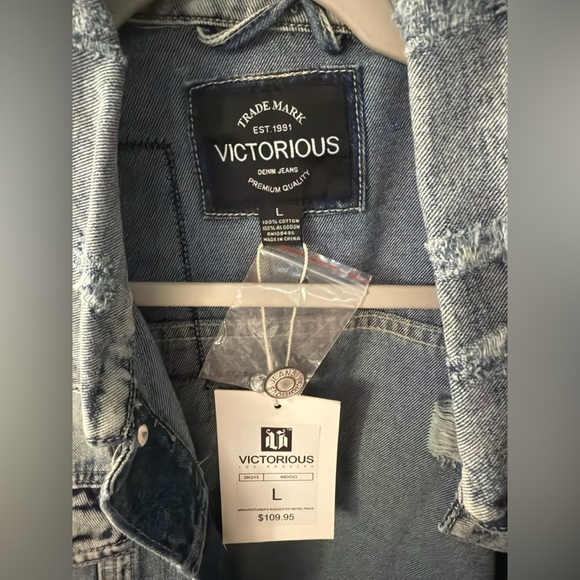 Victorious Unisex Denim Jacket with Bandana Patches - Picture 5 of 12